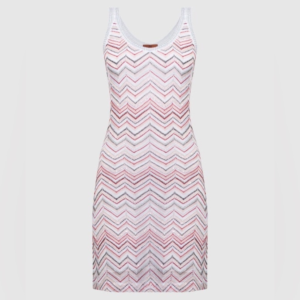 New Missoni Knit Chevron Sequin Mini Dress Tank 2025 Womens Small 40 - Picture 5 of 17